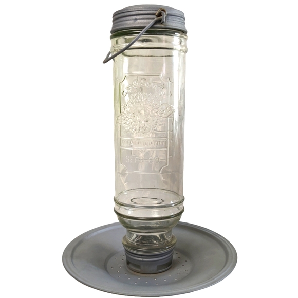 CB & Sons Other Vintage Bird Seed Feeder Hanging Metal Glass Cb